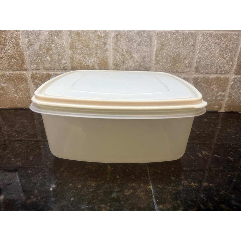 Vintage Rubbermaid Servin Saver #4 Container Clear Almond Lid 19 Cups